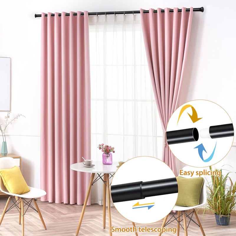 TONIAL Curtain Rod 32 to 58 Inch(2.6-4.8ft), Telescoping Splicing 3/4 Drapery Rods for Windows 20 to 53 Inch(1.7-4.4ft), Decorative Single Rod with Small Cap Finial, Black - Image 5